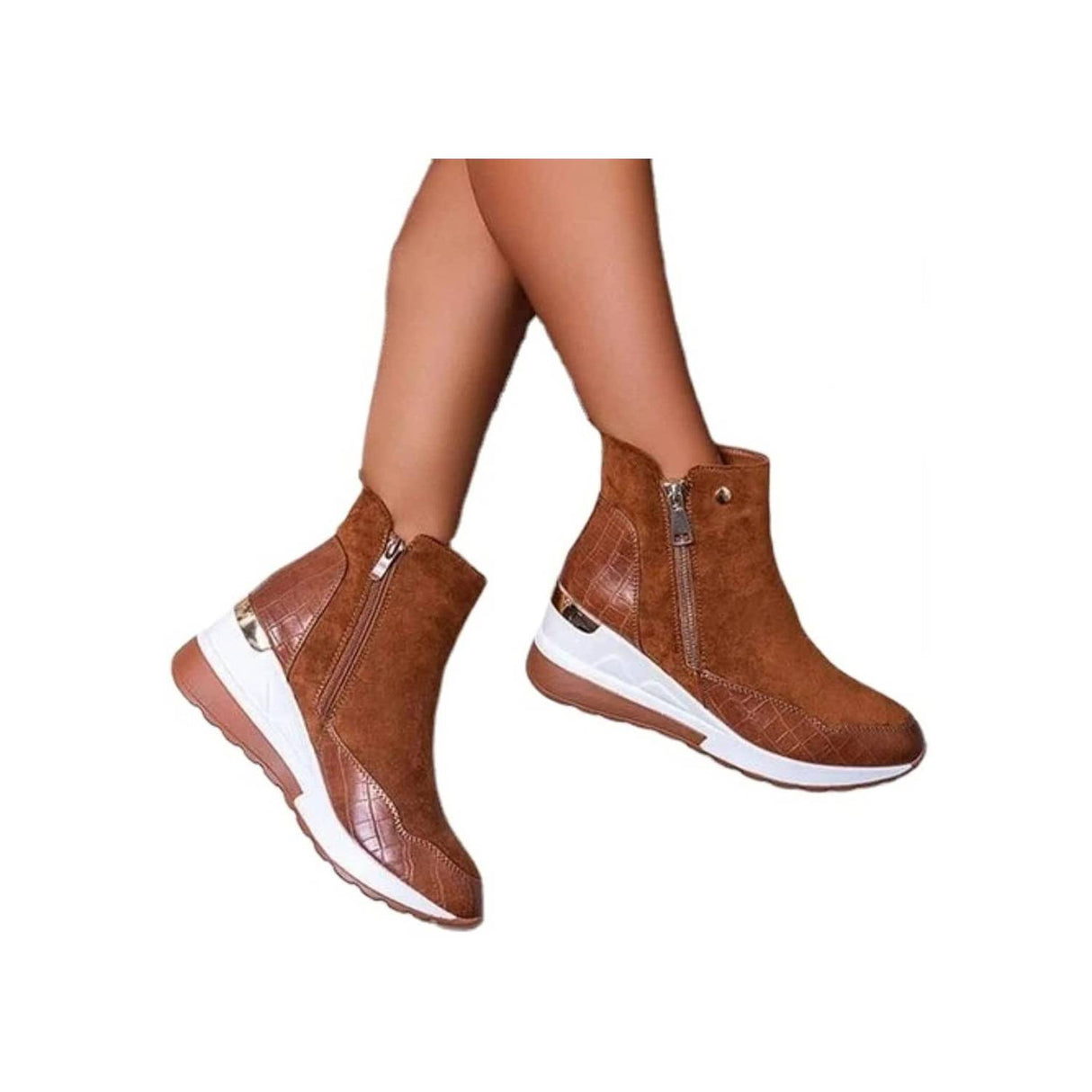 Botas de Gamuza con Cremallera Estilo Invierno para Mujer