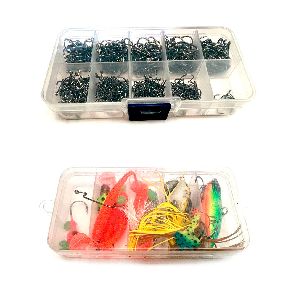 Cajita Anzuelos De Pesca 10 Medidas Distintas + Set anzuelos Señuelos