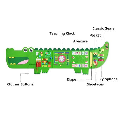 Rivibou Busy Board Cocodrilo Montessori 3 a 6 Años – Tabla Sensorial Interactiva