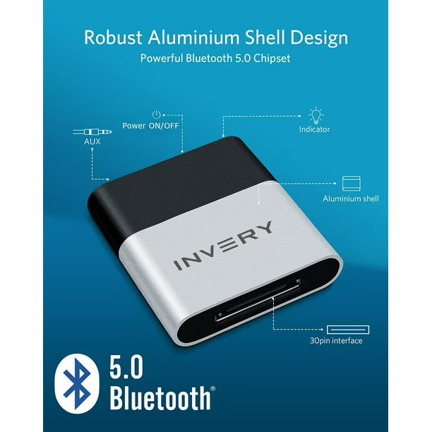 Adaptador Bluetooth INVERY DockLinQ Pro para Bose SoundDock | Bluetooth 5.0 | 30 Pines | Nuevo