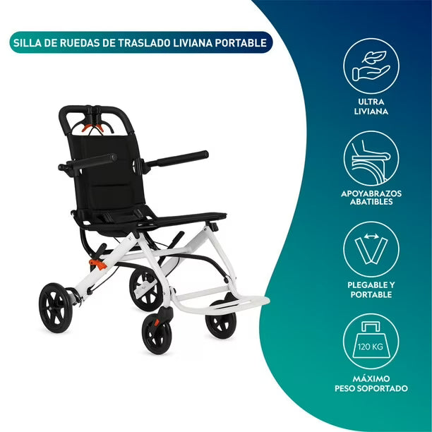 Silla de Ruedas de Traslado Liviana Portable