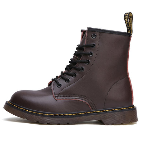 Botas británicas de cuero PU con caña alta para Hombre/Mujer- Cafe