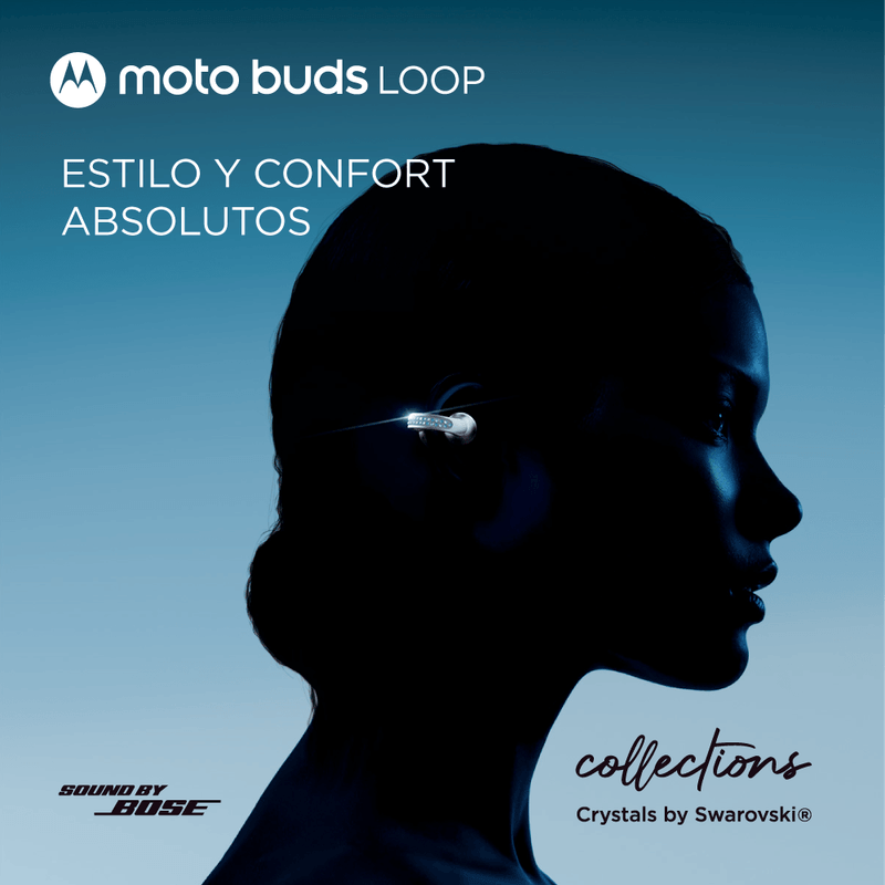 Audífonos Motorola Moto Buds Loop Swarovski Ice Melt Blue