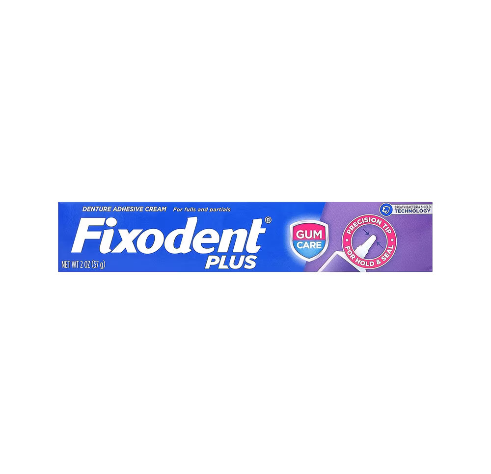 Fixodent, Plus, Crema adhesiva para dentaduras postizas, 57 g (2 oz)