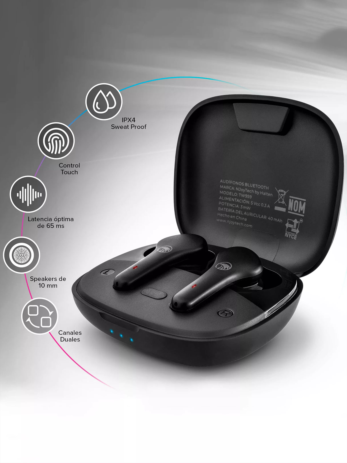 Audífonos Inalámbricos Njoytech In-Ear con Estuche de Carga