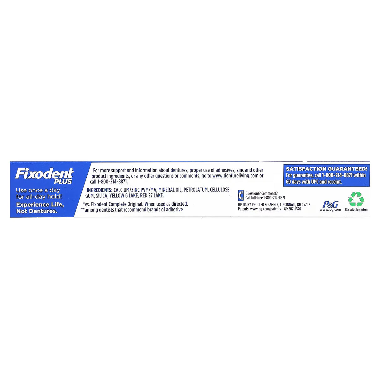 Fixodent, Plus, Crema adhesiva para dentaduras postizas, 57 g (2 oz)