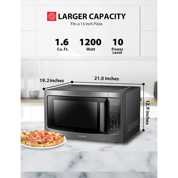 Horno Microondas Toshiba ML-EM45P 1.6 pies cúbicos 1200W Negro - 110V