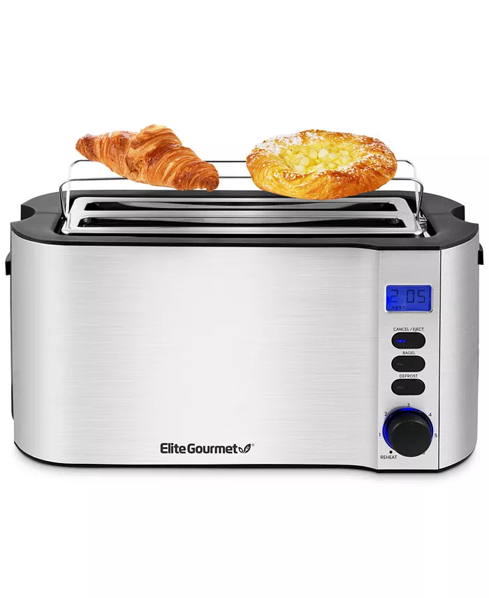 Tostadora digital de ranuras largas para 4 rebanadas Elite Gourmet