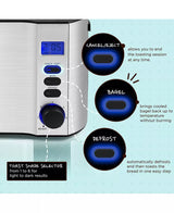 Tostadora digital de ranuras largas para 4 rebanadas Elite Gourmet