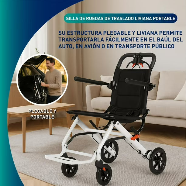 Silla de Ruedas de Traslado Liviana Portable