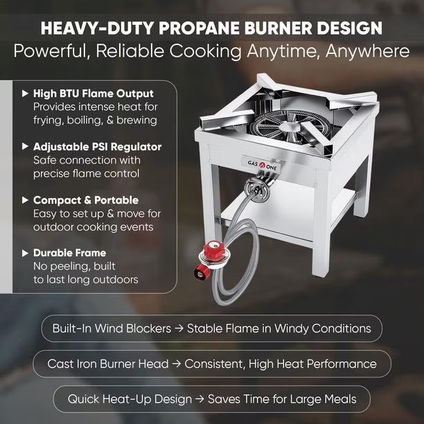 Cocina con Quemador de Propano GasOne B-5308S de Acero Inoxidable