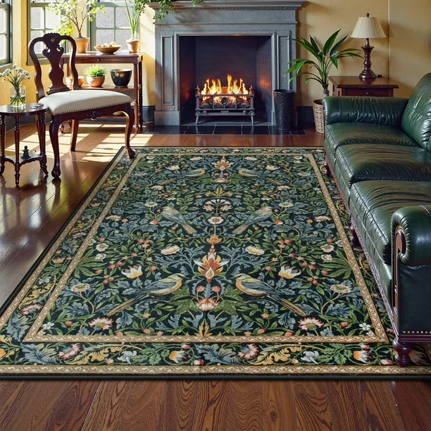 Alfombra Morebes Bohemia Floral 150 x 210 cm Azul Marino