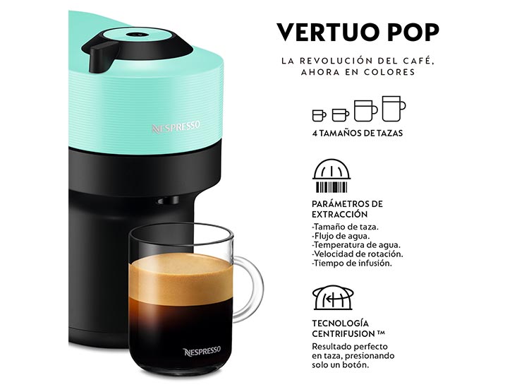 CAFETERA VERTUO POP VERDE AGUA + ESPUMADOR