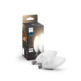 Bombilla LED Philips Hue Smart 40 W B39 Candle 450 LM E12, paquete de 2