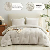 Edredón CozyLux Queen Beige 224 × 224 cm – Microfibra Suave