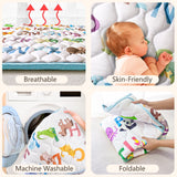 Tapete de Juego para Bebé Acolchado 130 x 130 cm Lavable y Antideslizante