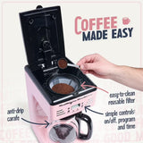 Cafetera Programable Nostalgia Retro 12 Tazas LED Rosa | Nueva | 120V