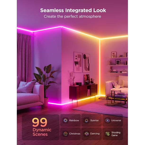 Govee Neon Rope Light for Wall Lining 5 Metros | Tira LED RGBIC Inteligente para Muros, Techos y Esquinas