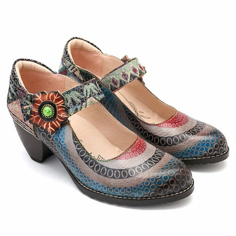 Zapatos de mujer sandalias de tacón Estilo Vintage de empalme ecocuero