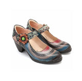 Zapatos de mujer sandalias de tacón Estilo Vintage de empalme ecocuero