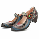 Zapatos de mujer sandalias de tacón Estilo Vintage de empalme ecocuero