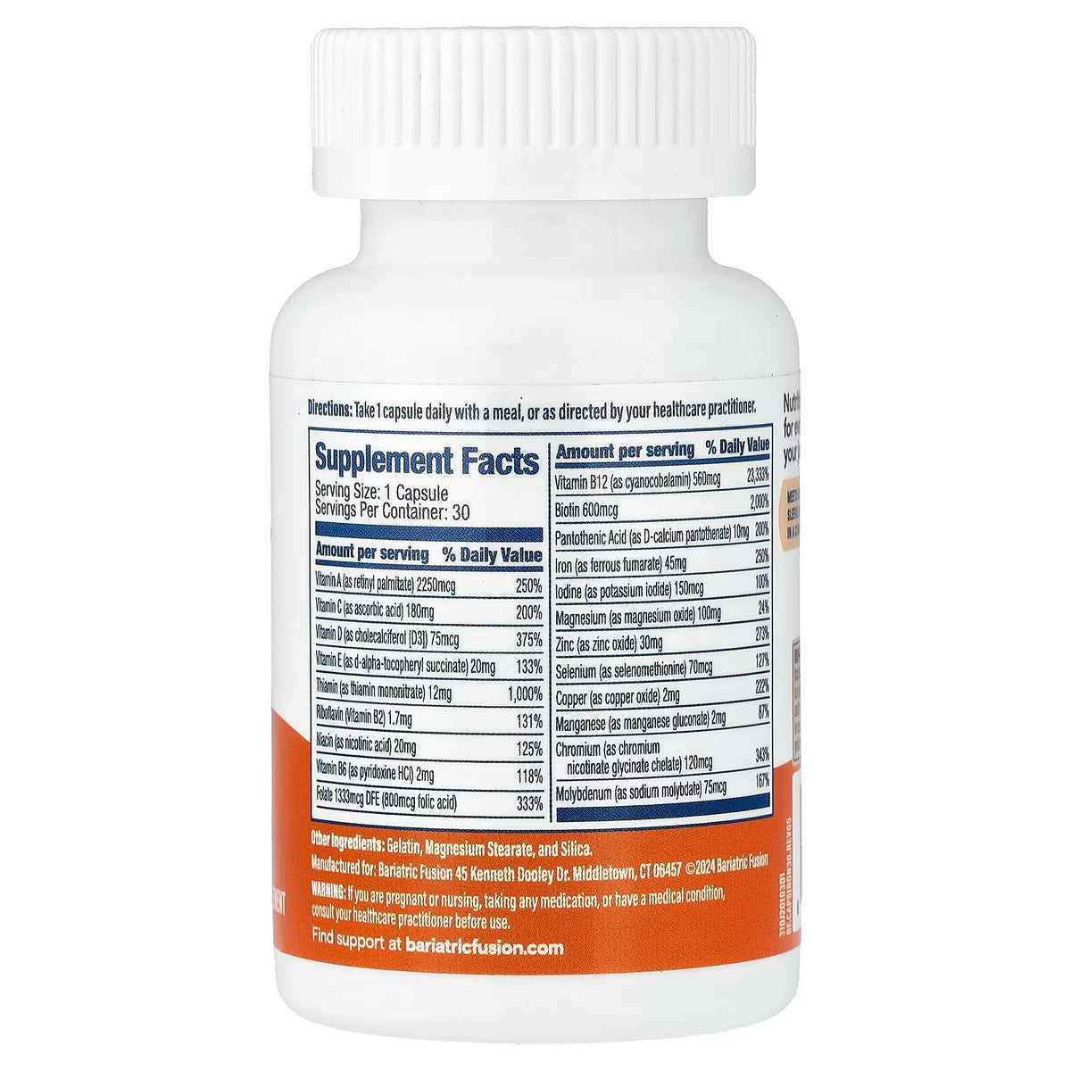 Bariatric Fusion Multivitamínico Bariátrico con Hierro 45 mg – 30 Cápsulas