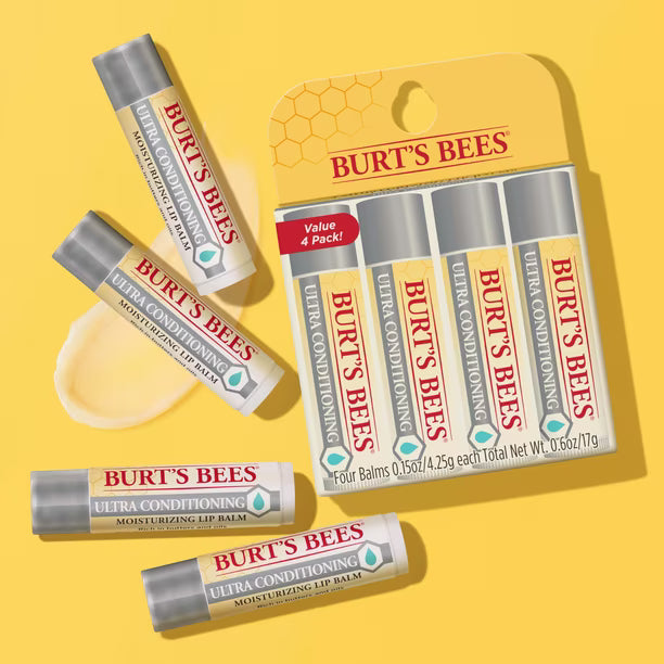Burt’s Bees Ultra Conditioning Lip Balm 100% Natural – Pack de 4