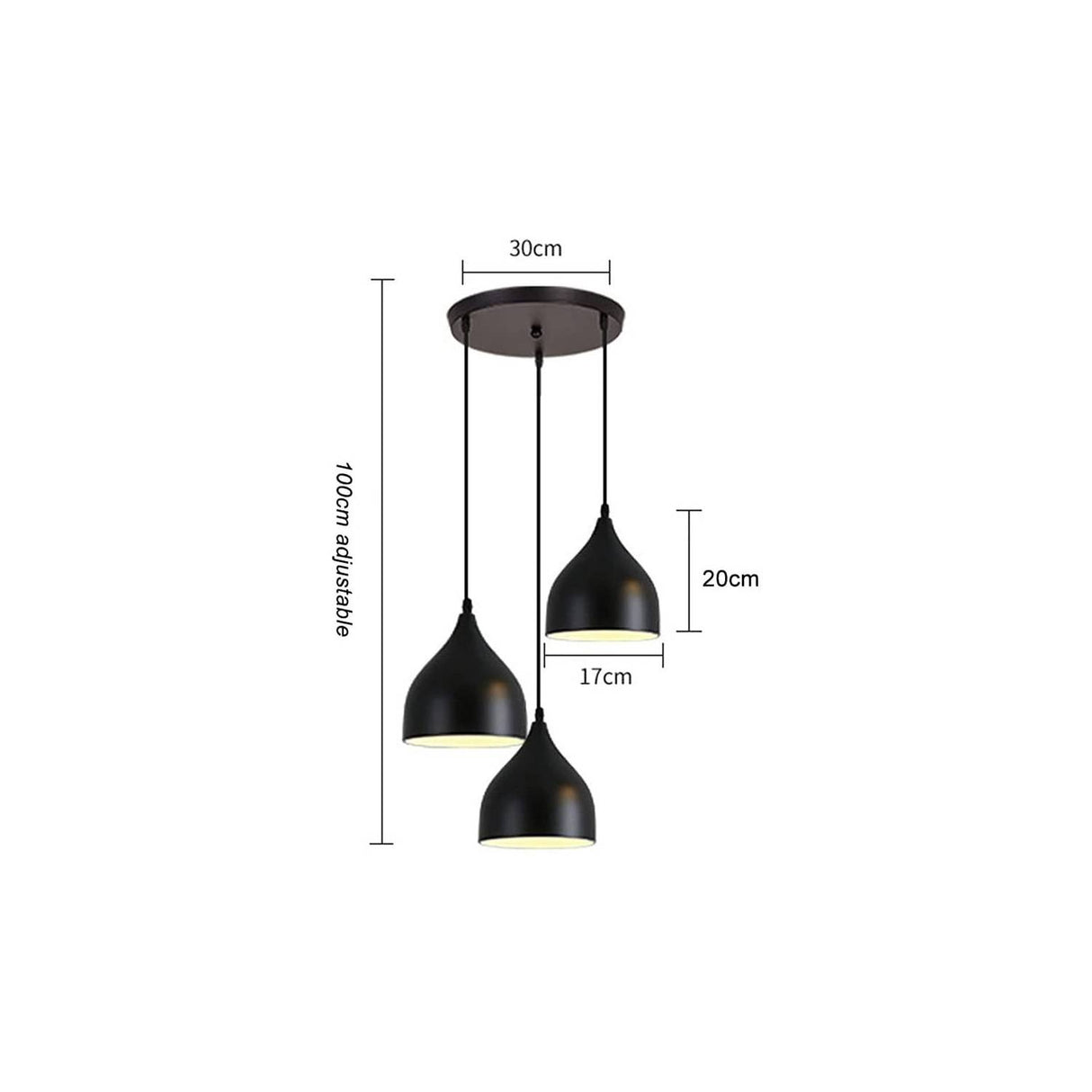 Lámpara colgante nórdica moderna luz de techo 3 cabezas negro (OPENBOX)