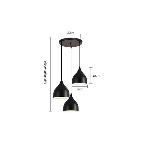 Lámpara colgante nórdica moderna luz de techo 3 cabezas negro ø17cm.(OPENBOX)