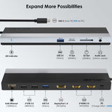 Estación de Acoplamiento WAVLINK WL-UMD08 USB-C Triple Pantalla | 11 en 1 | Power Delivery 85W