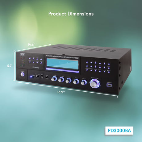 Pyle PD3000BA Receptor Estéreo de Audio y Video Bluetooth para Cine en Casa