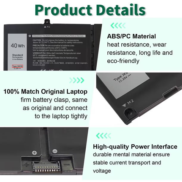 Batería para Notebook Dell DMKAOLLK JK6Y6 40Wh 11,25V