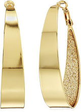 Pendientes de aro grandes ovalados con purpurina Guess