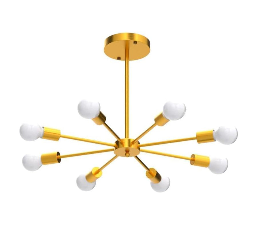 Lámpara de araña de 8 luces moderna Dorada