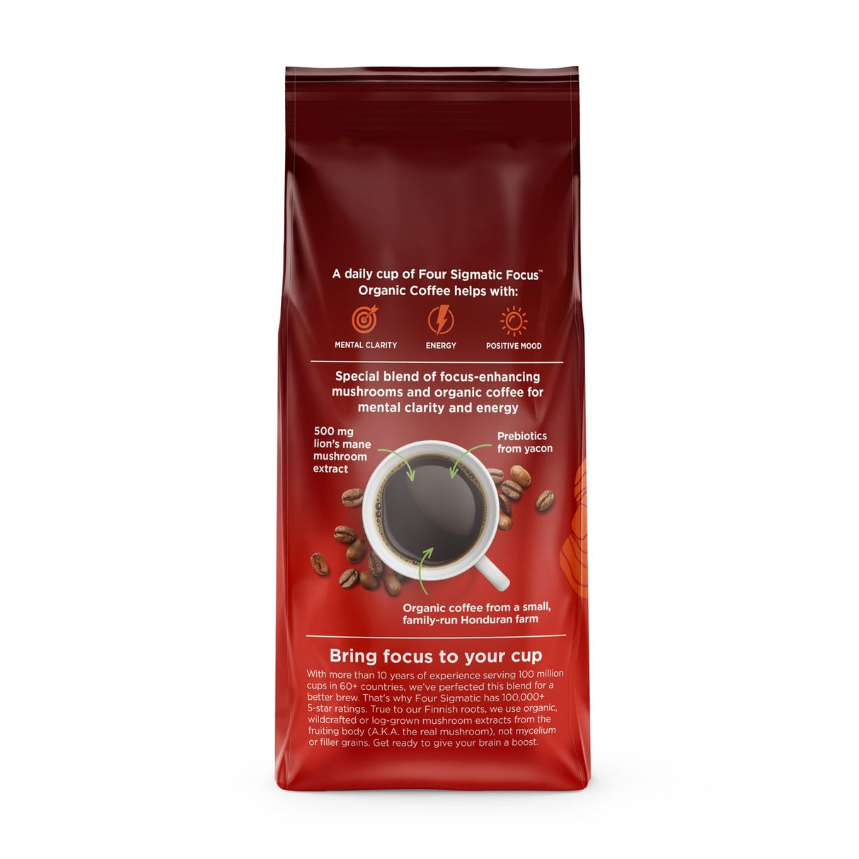 Four Sigmatic Focus High Caffeine Coffee 283 g – Café Orgánico Molido de Alta Cafeína