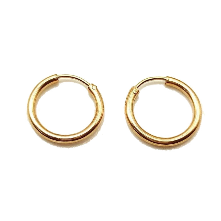 Aros Argollas Oro 18k Nacional 14mm