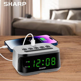 Reloj Despertador Sharp SPC235DGAMZ LED Verde con USB-C – 120V