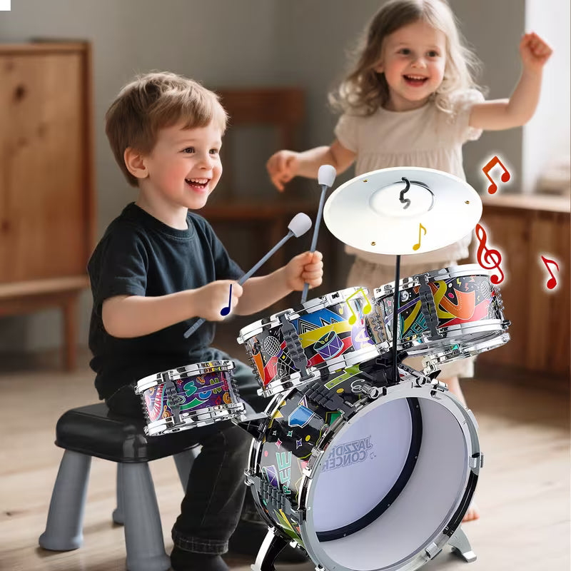 Set de Batería Infantil Jazz Drum Rock Kit 5 Piezas – Instrumento Musical para Niños