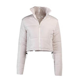 Chaqueta acolchada corta con cremallera completa, ligera, manga larga, cuello alto
