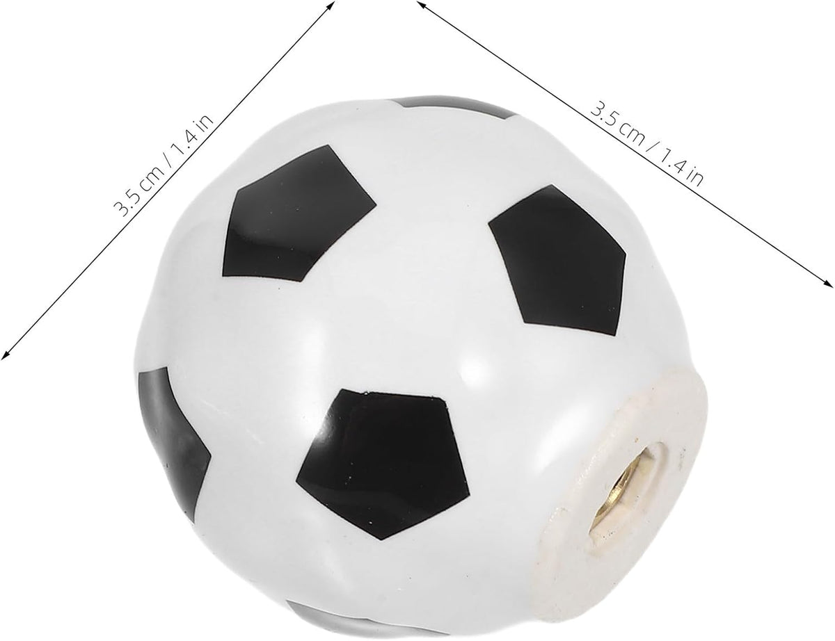 Set de 4 Perillas de Cerámica con Diseño de Balón de Fútbol para Muebles Infantiles