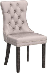 Kiztir Set de 4 Sillas de Comedor Tapizadas en Terciopelo Beige – Wingback Capitonné
