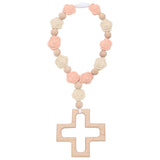 Landical Rosario de silicona para bautismo comunion cruzado (rosa, rosa claro)
