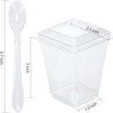 EASERCY Set 50 Vasos para Postres 5 oz con Tapa y Cuchara – 150 Piezas