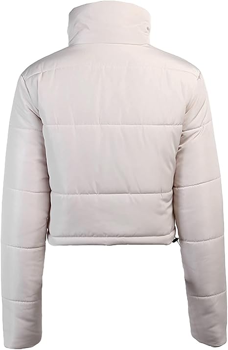 Chaqueta acolchada corta con cremallera completa, ligera, manga larga, cuello alto