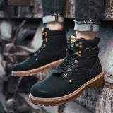 Botas de cuero para hombre, botines masculinos de suela alta