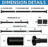 Barra Extensible CorkLatta para Cortina de Ducha Negra Mate de 81 a 203 cm