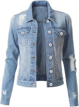 Chaqueta de denim mezclilla con brillantes - azul