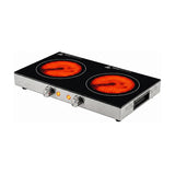 OVENTE BGI302GB Placa Eléctrica Infrarroja Doble 1800 W – Vidrio Cristalino Negro – 120 V