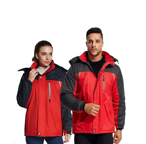 Chaqueta de esquí impermeable, capucha desmontable, resistente al viento