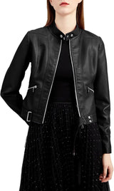 Chaqueta de Ecocuero Mujer Vintage Slim Fit | Estilo Biker Urbano